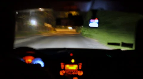Risky driving at night, driver under influence or ill, dangerous wheel turn Stock Footage 66360836