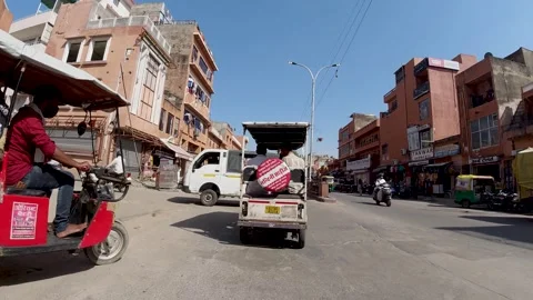 Risky driving transportation in small tiny alley Indian streets with lots Video stock 270380425