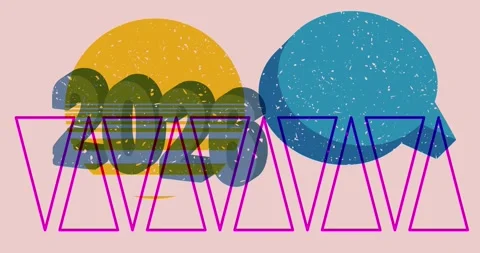 Risograph 2026 and speech bubble with geometric elements video Stock Footage 322083221
