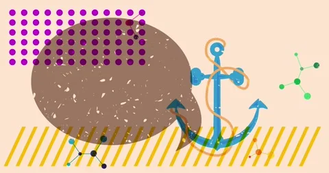 Risograph Anchor and speech bubble with geometric elements video Stock Footage 311902836