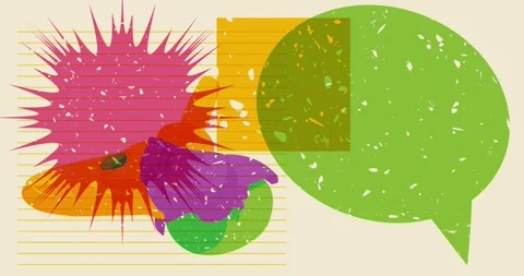 Risograph Angle grinder and speech bubble with geometric elements Video stock 269612707