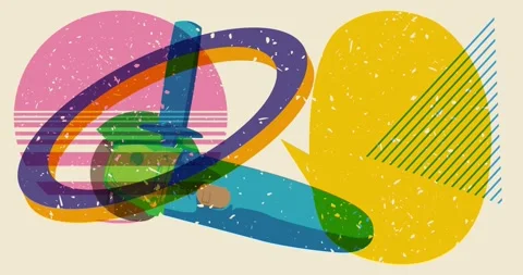 Risograph Angle grinder and speech bubble with geometric elements video Video stock 269612722