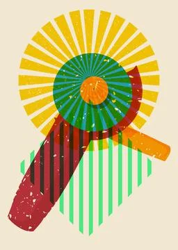 Risograph Angle grinder with geometric shapes. Objects in trendy riso graph.. 스톡 일러스트