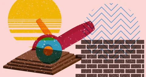 Risograph Angle grinder, Power Tool with geometric elements animation Video stock 270396604