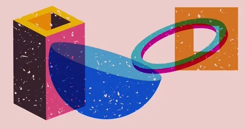 Risograph Artistic Geometry elements Stock Footage 301845060