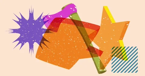 Risograph axe and speech bubble with geometric elements video Video stock 267180561