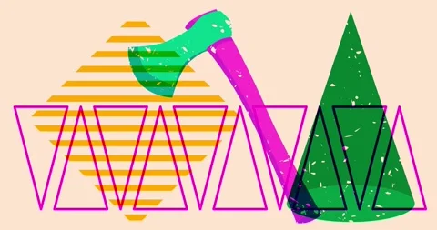 Risograph axe with geometric elements video Video stock 264085350