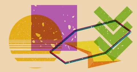 Risograph background with geometric elements Stock Footage 278340309