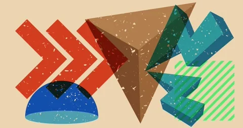 Risograph background with geometric elements video Stock Footage 278340606