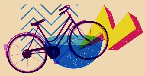 Risograph bike with geometric elements animation Stock Footage 276517921