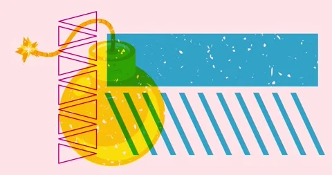 Risograph bomb with geometric shapes animation Video stock 252984341