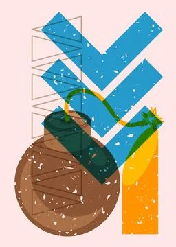 Risograph bomb with geometric shapes. Object in trendy riso graph design. G.. Stock Illustration