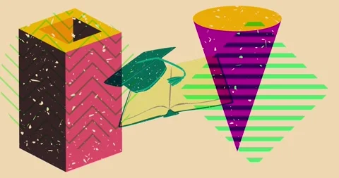 Risograph book and graduation hat with geometric elements video Stock Footage 275566648