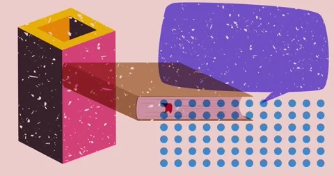 Risograph book and speech bubble with geometric elements animation Stock Footage 310319173