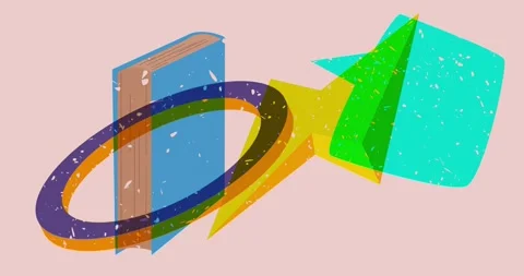 Risograph book and speech bubble with geometric elements Stock Footage 310319179