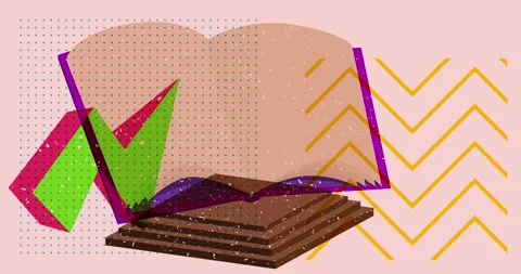 Risograph book with busy geometric elements Stock Footage 253691350
