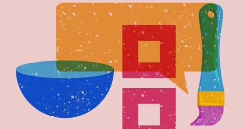 Risograph Brush and speech bubble with geometric elements 스톡 동영상 329818512