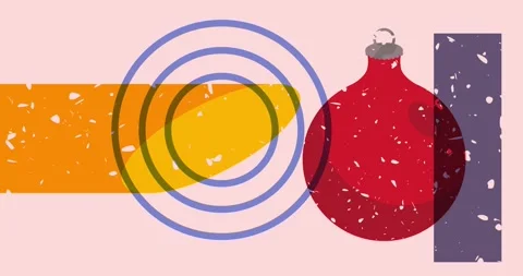 Risograph Christmas ball with geometric elements video Video stock 293490124