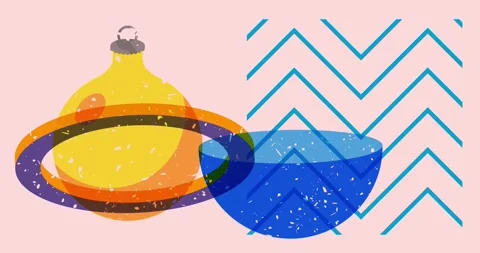 Risograph Christmas ball with geometric elements animation Video stock 293490134