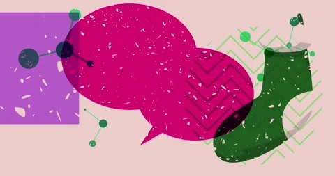 Risograph Christmas stocking and speech bubble video with geometric elements Video stock 292943995
