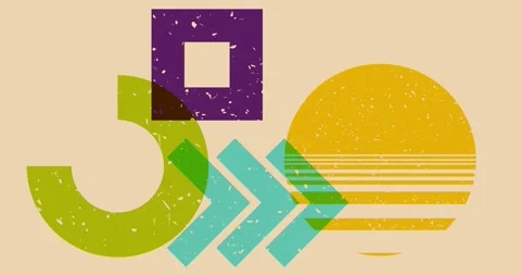 Risograph colorful geometric shape elements Stock Footage 292720090