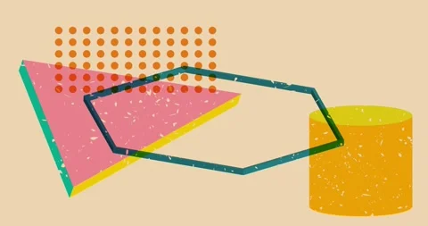 Risograph colorful geometric shape elements video Stock Footage 292720280