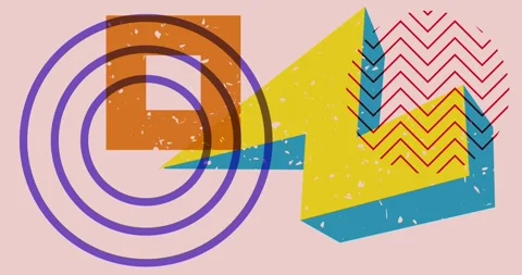 Risograph Colorful geometric shapes animation Stock Footage 328619341