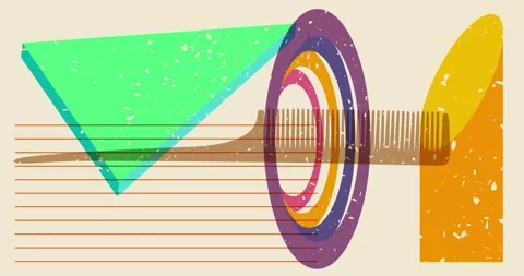 Risograph comb and geometric elements animation Stock Footage 275787864