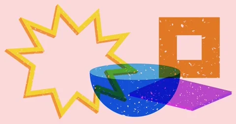 Risograph Contemporary Artistic Geometry elements video Stock Footage 301943224