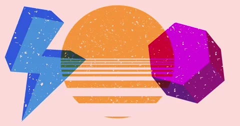 Risograph Contemporary Artistic Geometry elements Stock Footage 301943286