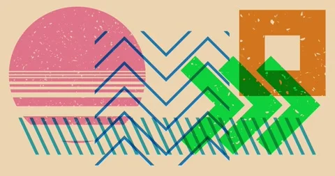 Risograph cool backdrop with simple geometric elements animation Stock Footage 281384500