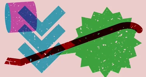Risograph Crowbar and speech bubble with geometric elements animation Stock Footage 312653905