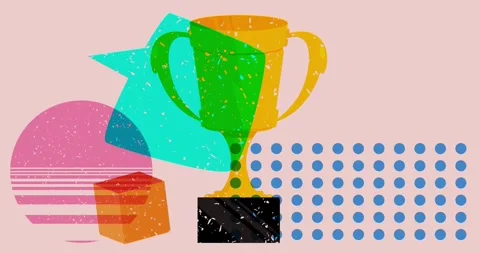 Risograph Cup and speech bubble with geometric elements animation Stock Footage 307566700