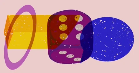 Risograph dice and speech bubble with geometric elements video Stock Footage 314351041