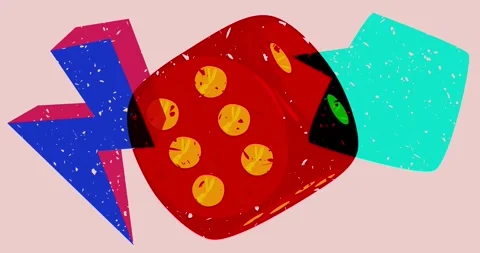 Risograph dice and speech bubble with geometric elements Stock Footage 314351045