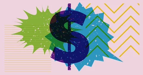 Risograph Dollar sign with speech bubble animation Stock Footage 248487017