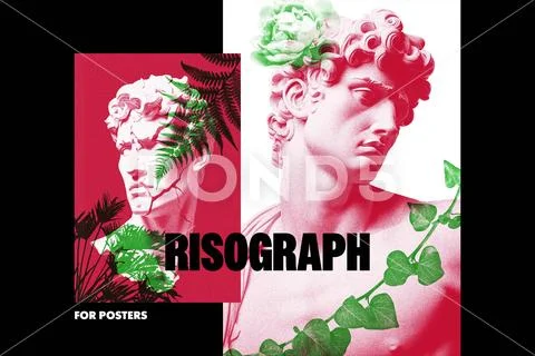 Risograph Double Exposure Poster Effect Plantilla PSD
