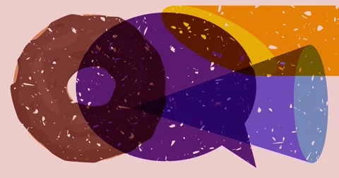 Risograph Doughnut and speech bubble with geometric elements animation Video stock 313371603