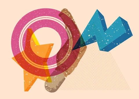 Risograph Drill, Power Tool with geometric shapes. Objects in trendy riso g.. Stock Illustration