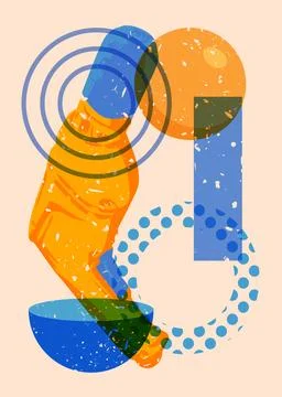 Risograph Drill, Power Tool with geometric shapes. Objects in trendy riso g.. Ilustração Stock