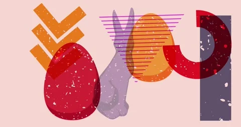 Risograph Easter with geometric elements animation Stock Footage 267791576
