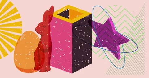 Risograph Easter with geometric elements video Stock Footage 267791562