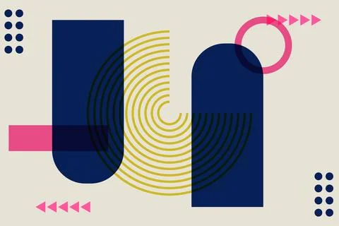 Risograph effect geometric abstract shapes Stock Illustration