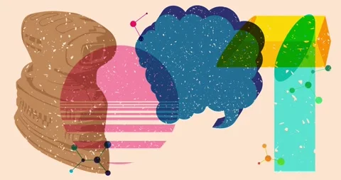 Risograph Electric Sander and speech bubble with geometric elements Stock Footage 276635289