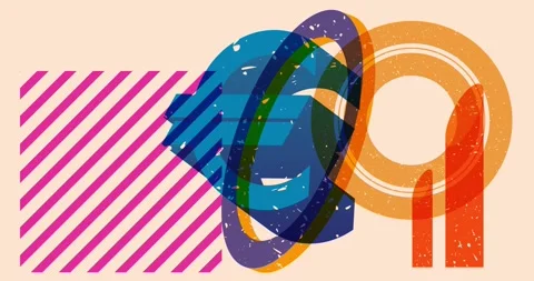 Risograph Euro sign with geometric elements video Stock Footage 262020815