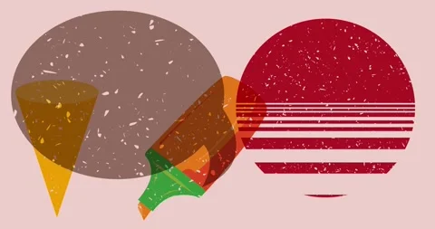 Risograph Felt Tip Pen and speech bubble with geometric elements video Stock Footage 329536665