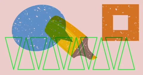 Risograph Felt Tip Pen and speech bubble with geometric elements Stock Footage 329536668
