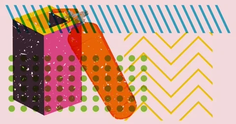 Risograph Fire Extinguisher with geometric elements Video stock 268376216