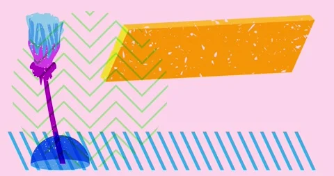 Risograph flower with geometric elements Stock Footage 252425070