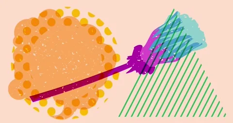 Risograph flower with speech bubble and geometric elements Stock Footage 252407745
